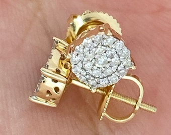 Solid 10K Gold Diamond Earrings, Genuine Natural Diamonds 0.25ct I1-I2 H/I Diamond, PerfeCt Christmas Gift