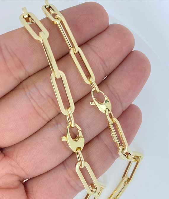 14K Twist Link Paper Clip Chain Bracelet 14K Yellow Gold / 6.5 Inches by Baby Gold - Shop Custom Gold Jewelry