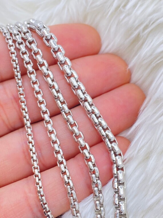 18k white gold box cheap chain