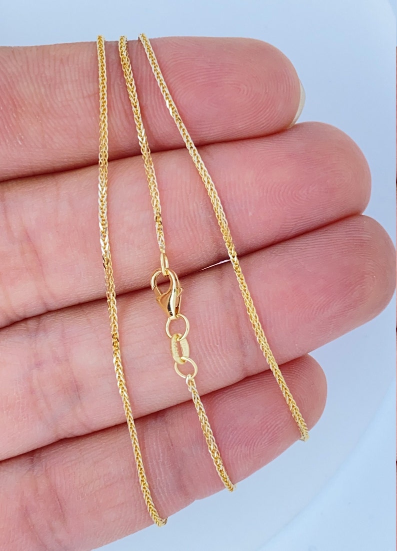 Solid 18K Gold Chain, Genuine Solid 18K Gold Wheat Cable Chain Diamond Cut, 18K Rose Gold Chain, 18K White Gold Chain, image 1