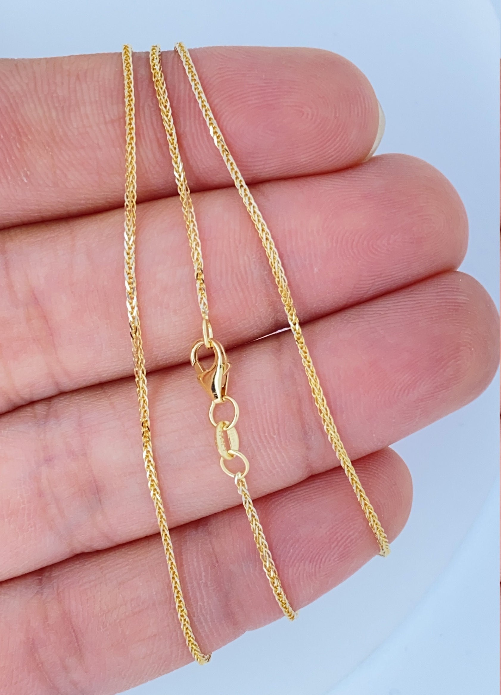 Solid 18K Gold Chain Genuine Solid 18K Gold Wheat Cable Chain Diamond Cut  18K Rose Gold Chain 18K White Gold Chain 