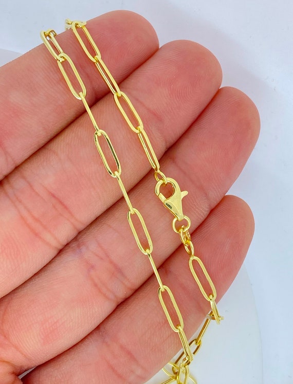 14K Large Paper Clip Chain Necklace 14K Yellow Gold / 18 Inches by Baby Gold - Shop Custom Gold Jewelry