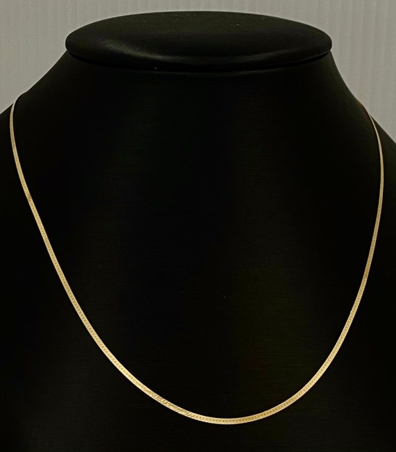 Solid 10K Gold Herringbone Chain Necklace 1.25mm Dainty Gold