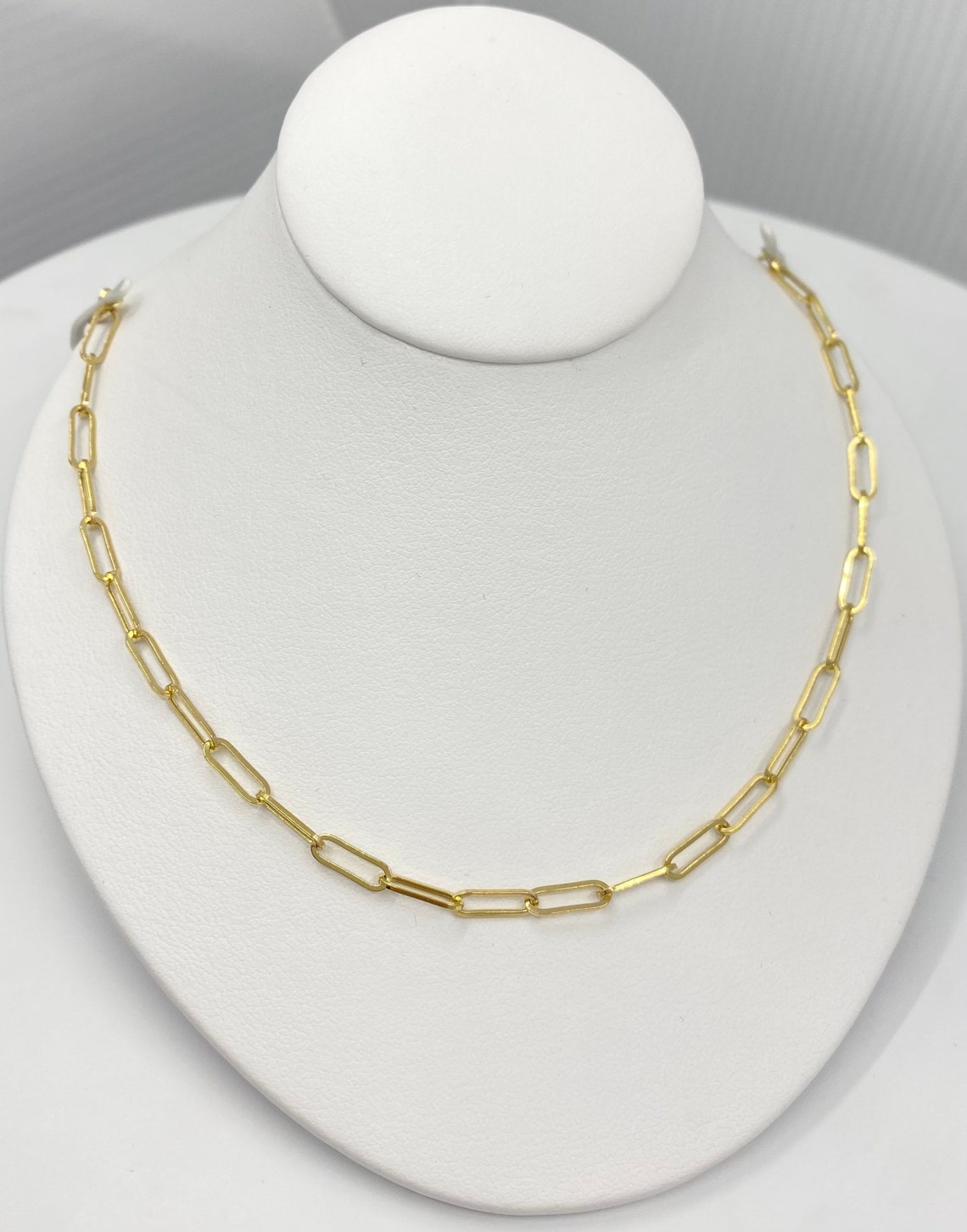 Solid 14K Gold Paperclip Chain Necklace 3.2mm 4.5mm Trending - Etsy