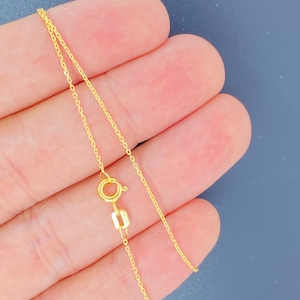 Solid 22K Gold Rolo Cable Chain 1mm, 916 22K Solid Gold Chain, Ladies 22k Gold Chain, 22K Gold Chain for Pendant
