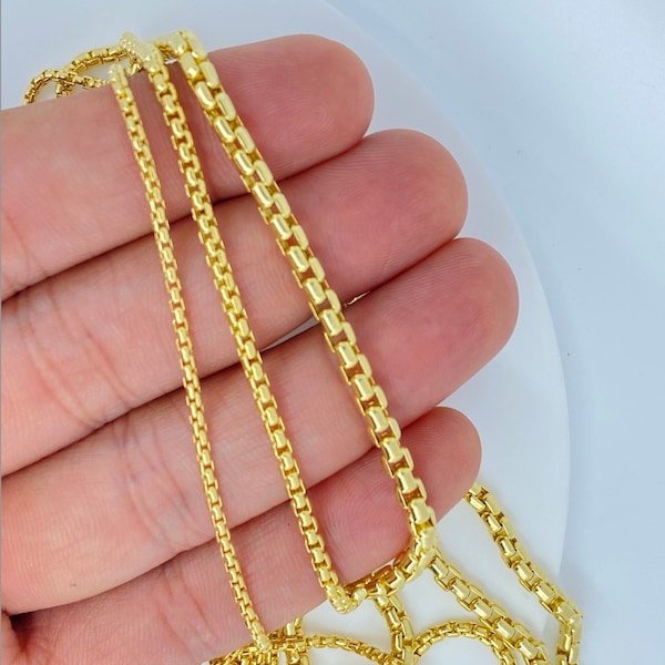 Massive 14K Gold Box Kettenhalskette, 14k GOLD Box Kette, 2 mm-3,5 mm, Starke Damen und Herren 14K Gold Box Kette, sehr langlebig, TRENDING