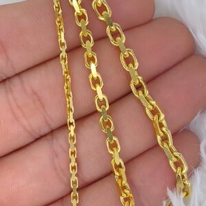 Solid 14K Gold Heavy H-Link Chain 24inch, Man Gold Chain, Cable Chain Men, Diamond Cut H-Link Designer Men Chain, Trending Gold Men Jewelry image 2
