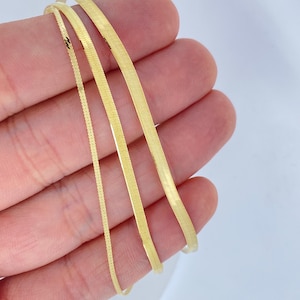18K Solid Gold Herringbone Chain Necklace 1.25mm 2.5mm 3mm Solid  18K Yellow Gold Herringbone Chain, Solid 18k Herringbone Bracelet