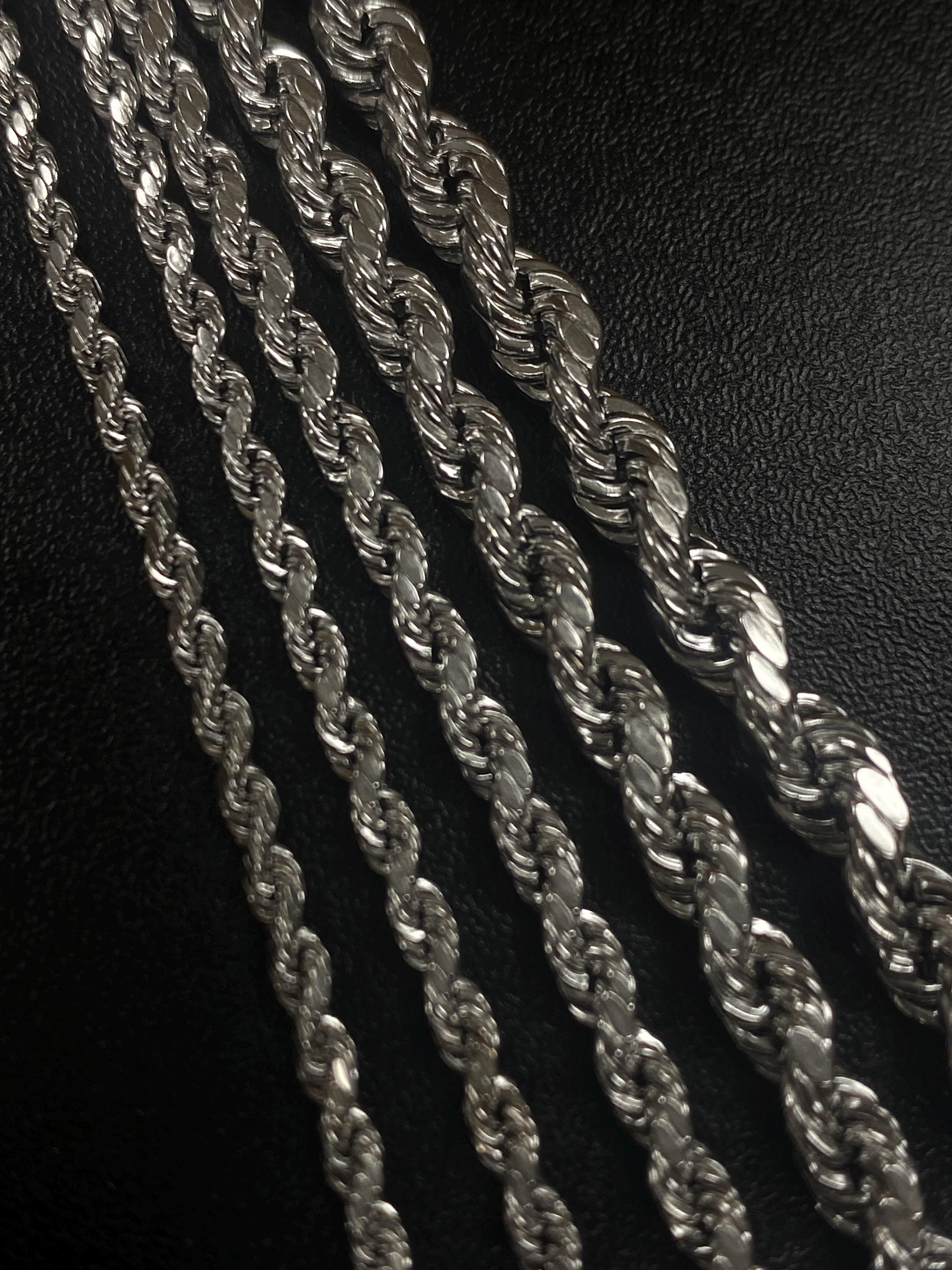 Solid 10K White Gold Peru Rope Necklace, White Gold 10kt BBB 4 