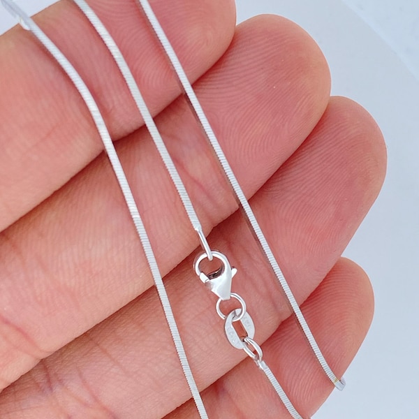 Chaîne serpent en or blanc 14 carats, chaîne en or blanc pour femme, chaîne serpent en or blanc