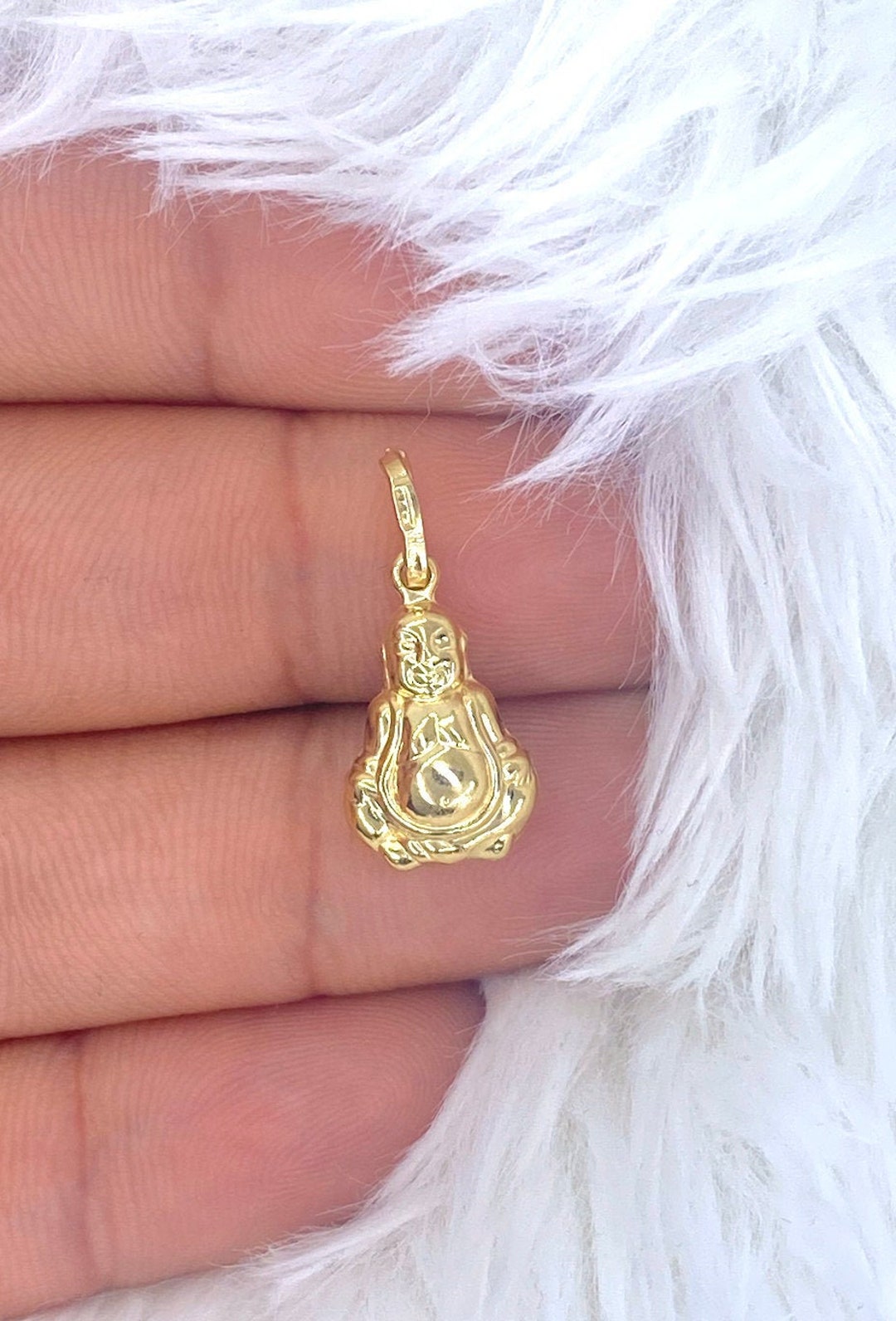 Solid 14K Gold Buddha Pendant Real Gold Buddha Charm Etsy