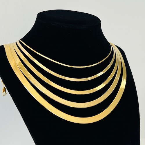 Solid 10K Gold Herringbone Chain 