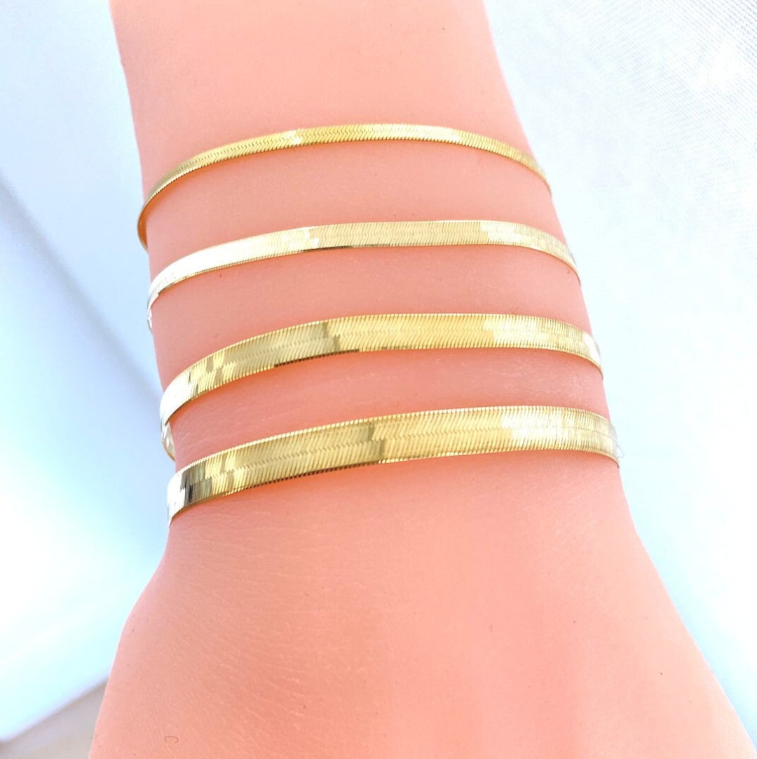 Baby Gold Thin Herringbone Bracelet