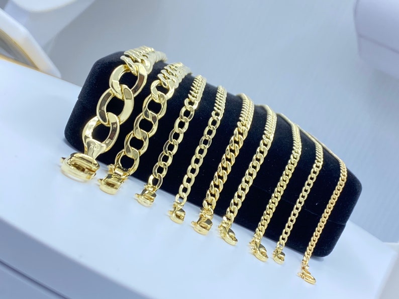 Solid 10K Gold Man Cuban Curb Bracelet. Gents 10K Gold Bracelet, 10K Solid Yellow Gold Bracelet image 2