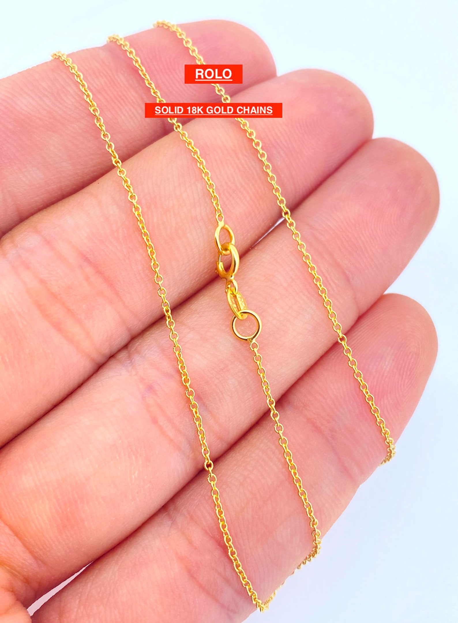 Solid 18K Gold Italy Chain Genuine 18K Ball Chain 18kt Etsy