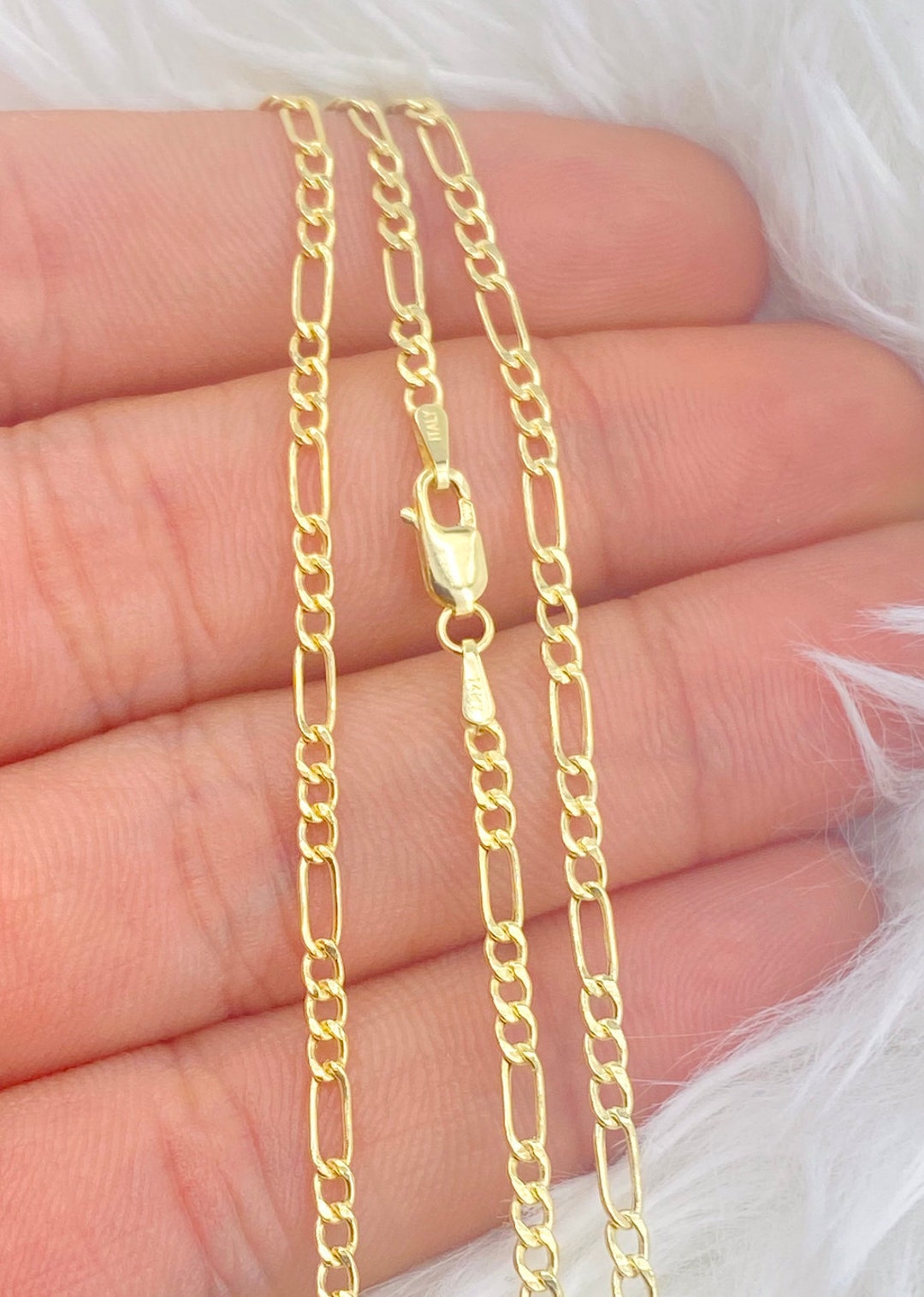Buy Solid 14K Gold Figaro Chain Italian 14kt Gold Chain Real Online in India - Etsy