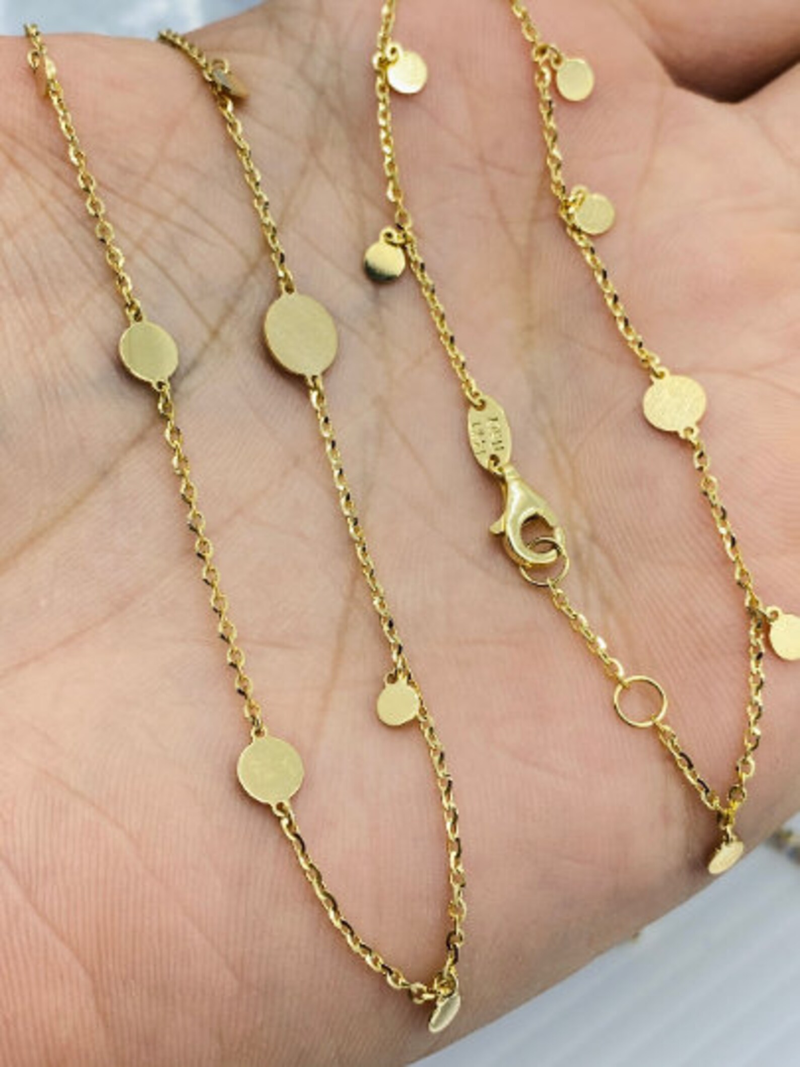 Solid 14K Gold Matching Necklace and Bracelet Set 16inch Etsy