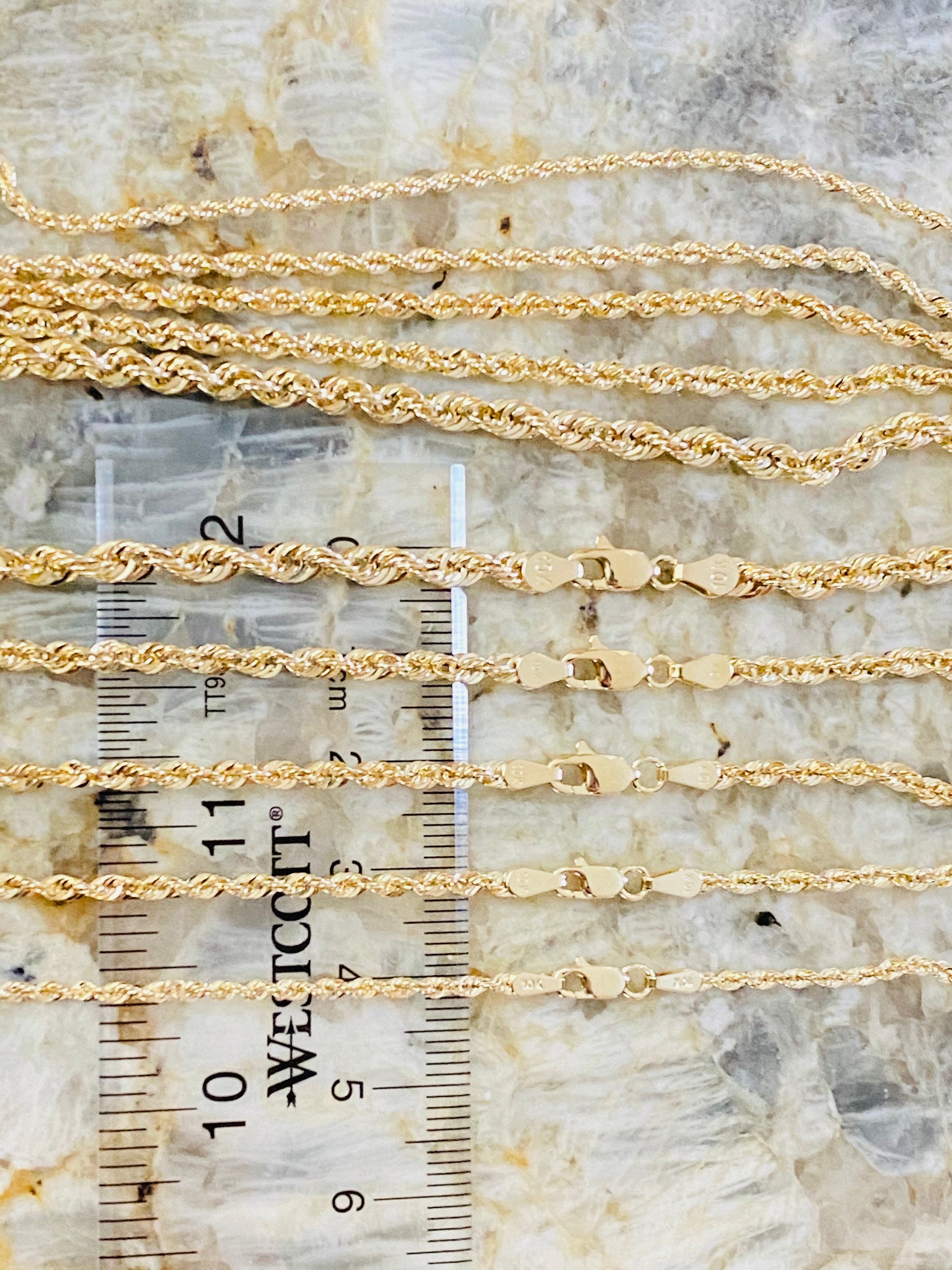 14K Gold Thin 1-1.5mm Rope Chain Cable Choker Necklace 15-18 18 inch - 1.5 mm