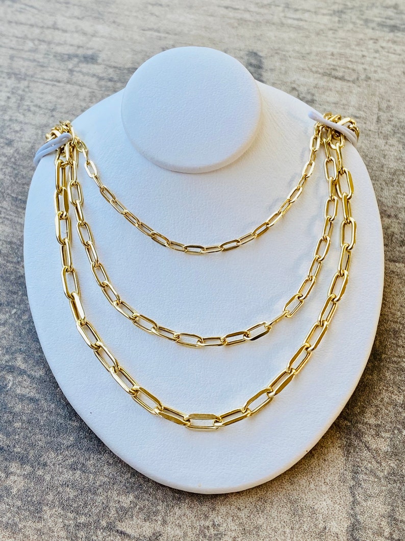 Solid 10K Gold Paperclip Chain Necklace Bracelet Ladies Gold Etsy