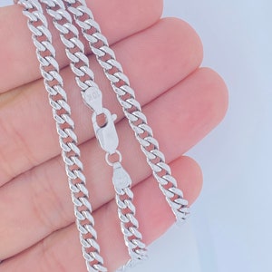 Solid 10K White Gold Miami Cuban Chain, 10K 3mm 4.5mm 6mm 10K Curb Cuban White Gold Necklace, Strong 10KT White Gold Chain, Durable 4.5mm
