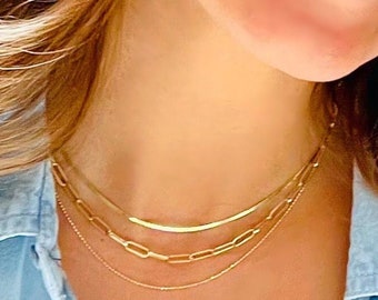 Solid 10K Gold Chain Herringbone Necklace 1.25mm, 10K Solid Yellow Gold Herringbone Chain, Trending Gold Chain, Flat Chain