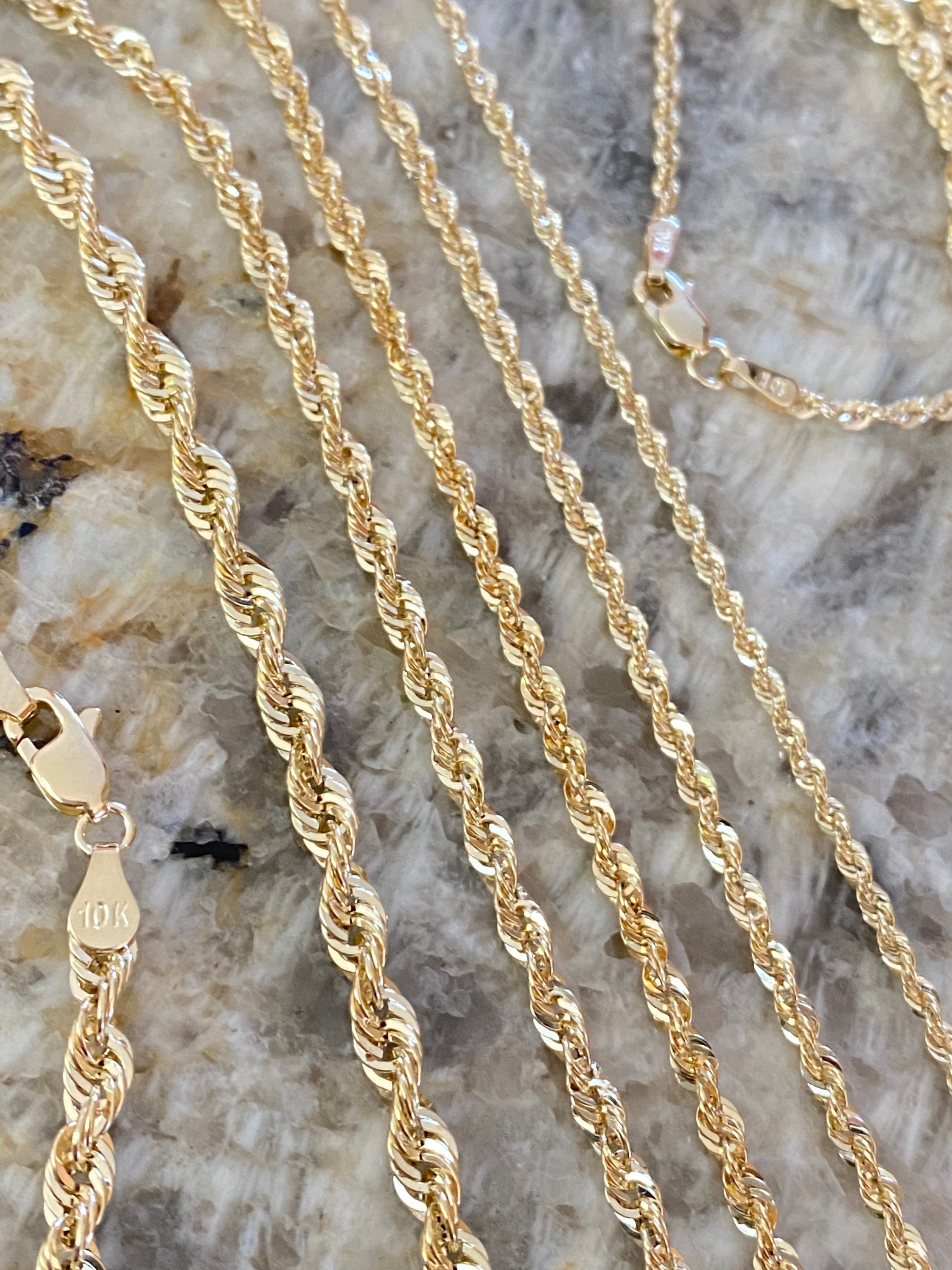 10K Yellow Gold Diamond Cut Rope Chain Necklace 16-24 1.5mm 