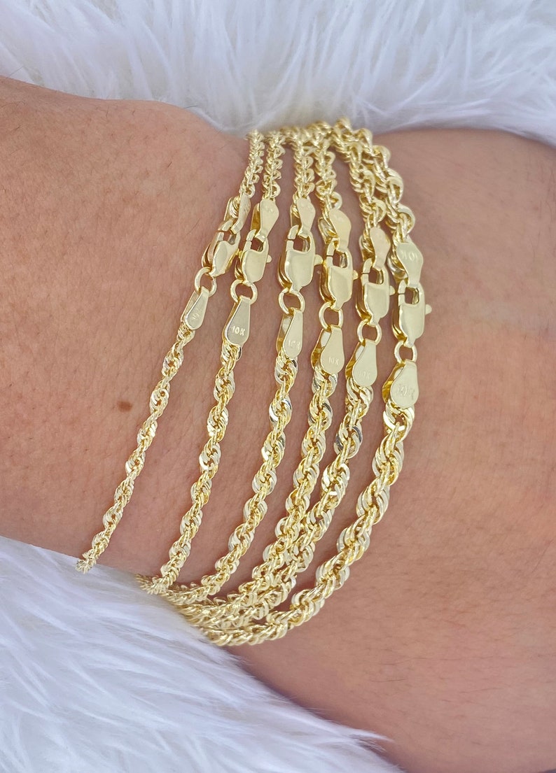 Solid 10K Gold Rope Bracelet 2mm 2.5mm 2.8mm 3.2mm 3.5mm 4.0mm Etsy