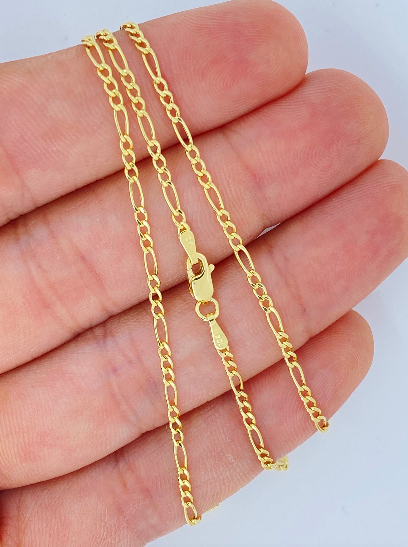 Solid 10K Gold Figaro Chain Figaro Bracelet Anklet 2mm 3mm Etsy