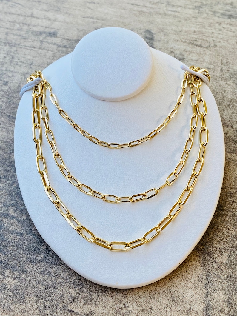 Solid 10K Gold Paperclip Chain Solid Gold Paper Clip Chain Etsy