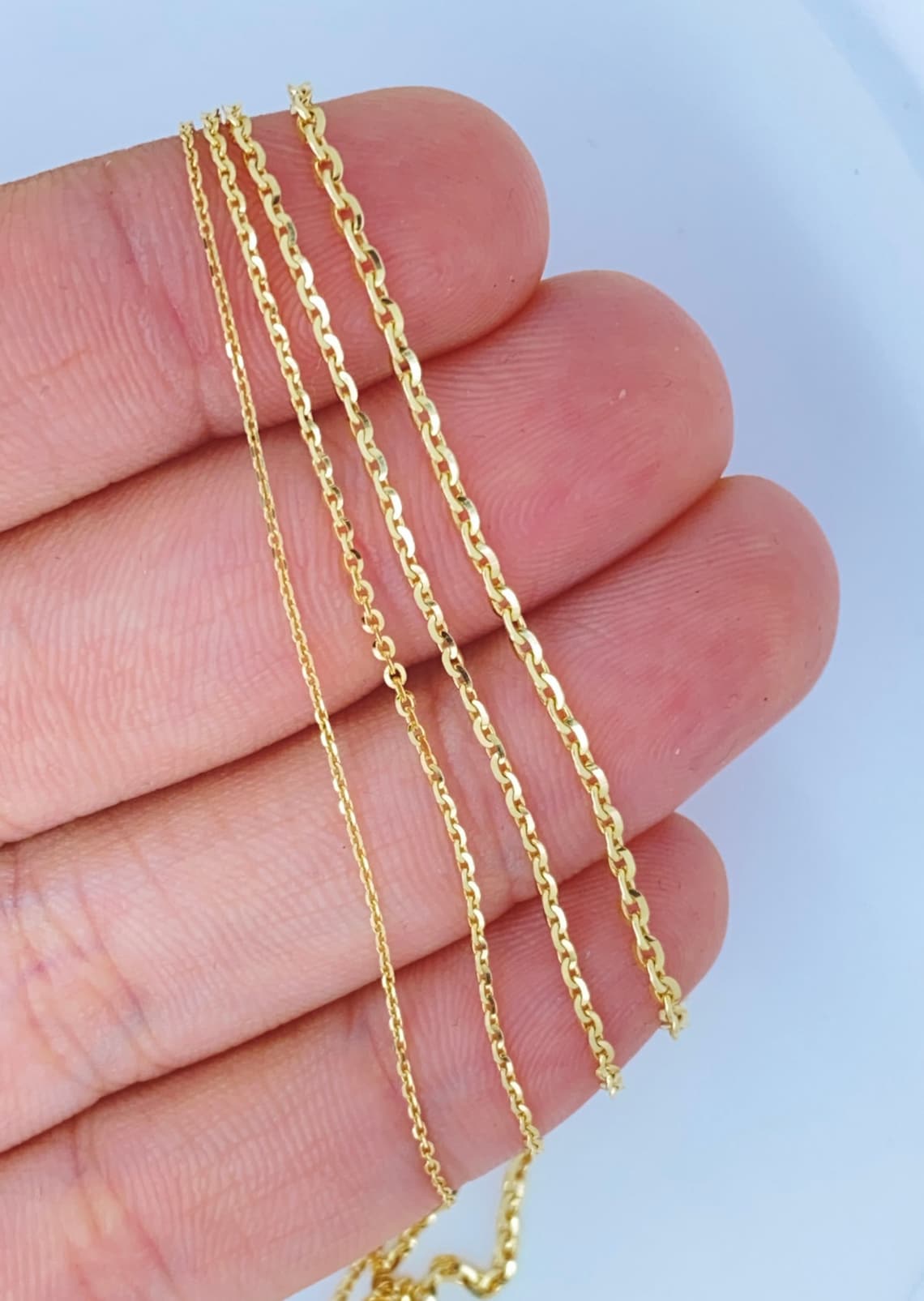 Solid 18K Gold Cable Chain Ladies 18kt Gold ITALY Oval Cable Etsy