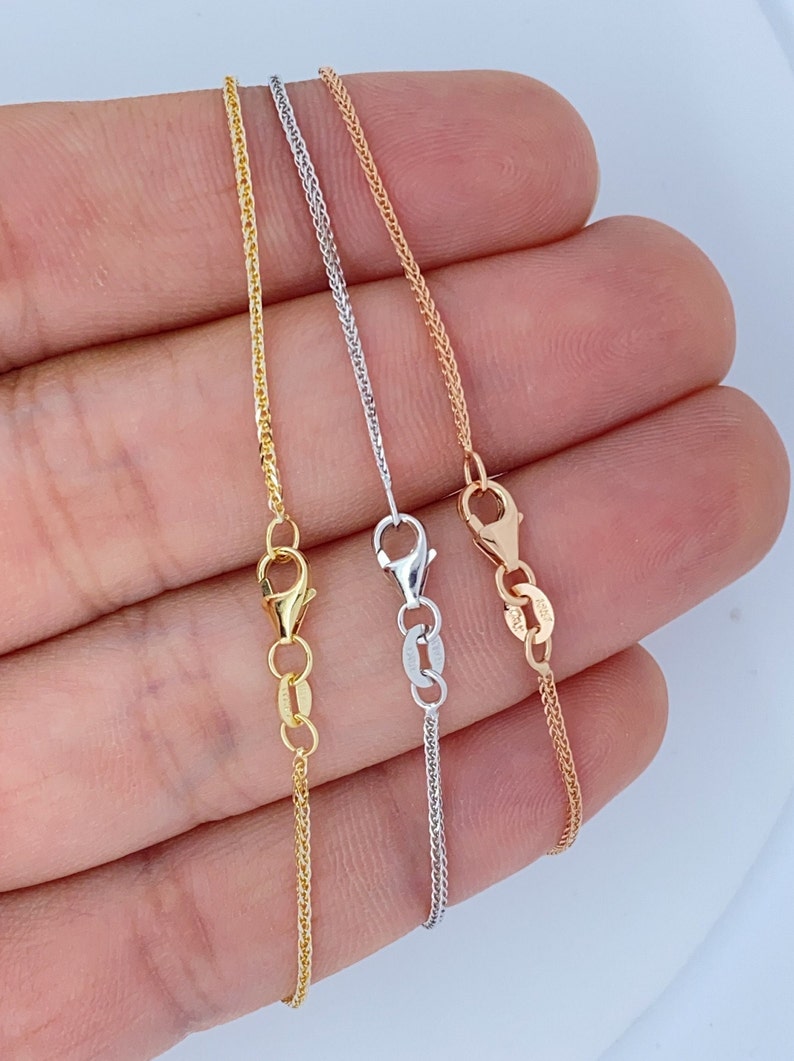 Solid 18K Gold Chain, Genuine Solid 18K Gold Wheat Cable Chain Diamond Cut, 18K Rose Gold Chain, 18K White Gold Chain, image 3