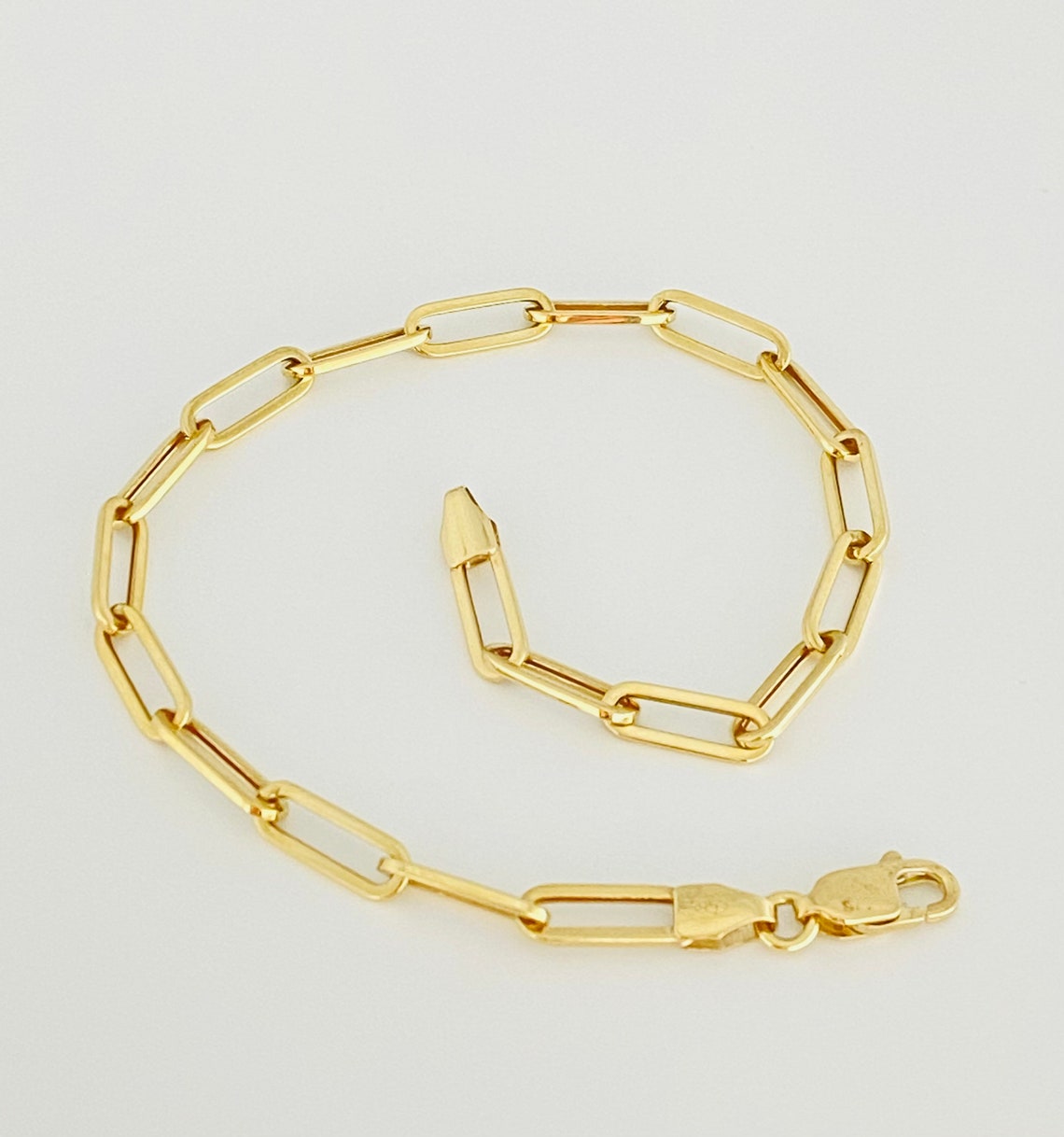 Solid 14K Gold Paperclip Bracelet 4.5mm 7inch 8inch 14K Yellow Etsy