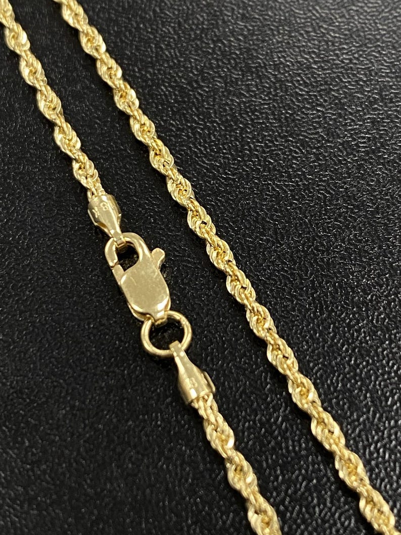 Solid 18K Gold Rope Chain Necklace: 1.5mm, 18kt Rope Necklace - Etsy