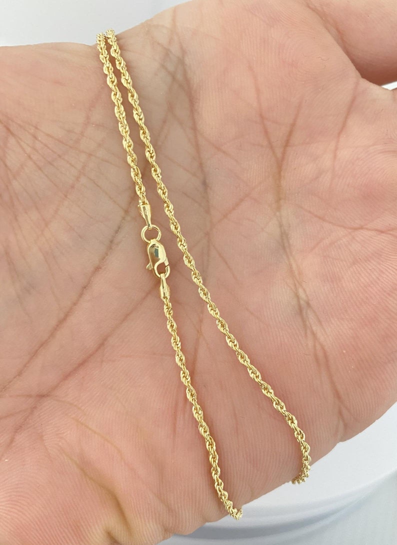 Genuine 14K Gold Rope Chain 14K Real Gold Rope Chain Ladies Etsy
