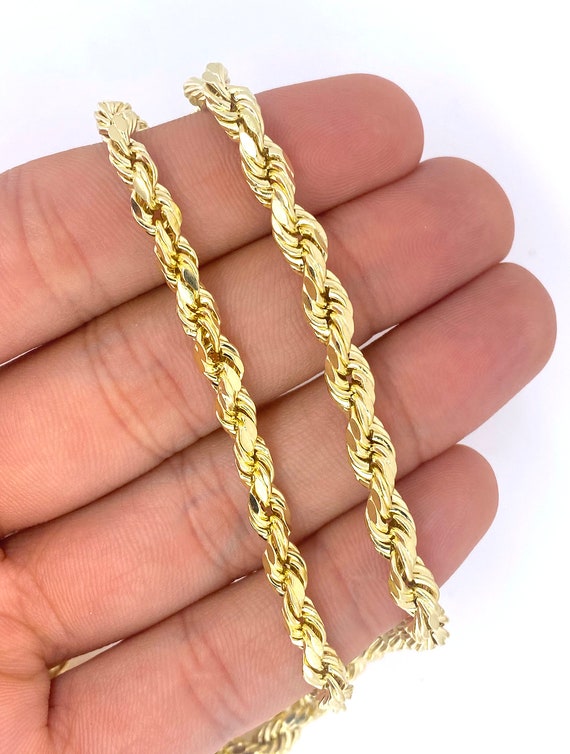 14K 6mm Solid Yellow Gold Rope Chain. Classic Rope Chain. Mens Gold Chain.