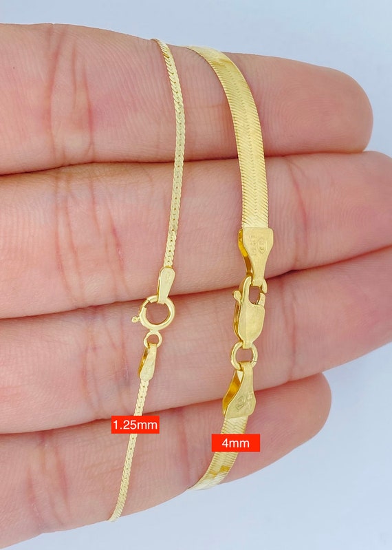 Solid 14K Gold Herringbone Bracelet 2.5mm 3mm 4mm 5mm, Solid 14K Gold Liquid Link Bracelet, Ladies Gold Bracelet Stack, 6.5in 7in 8in 9in