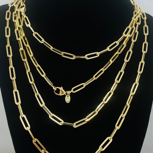 Solid 10K Gold Paperclip Chain 4.5mm 
