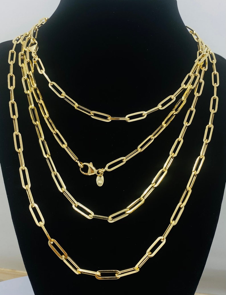 Genuine 10K Gold Paperclip Chain 4.5mm Solid Gold Paper Clip Etsy