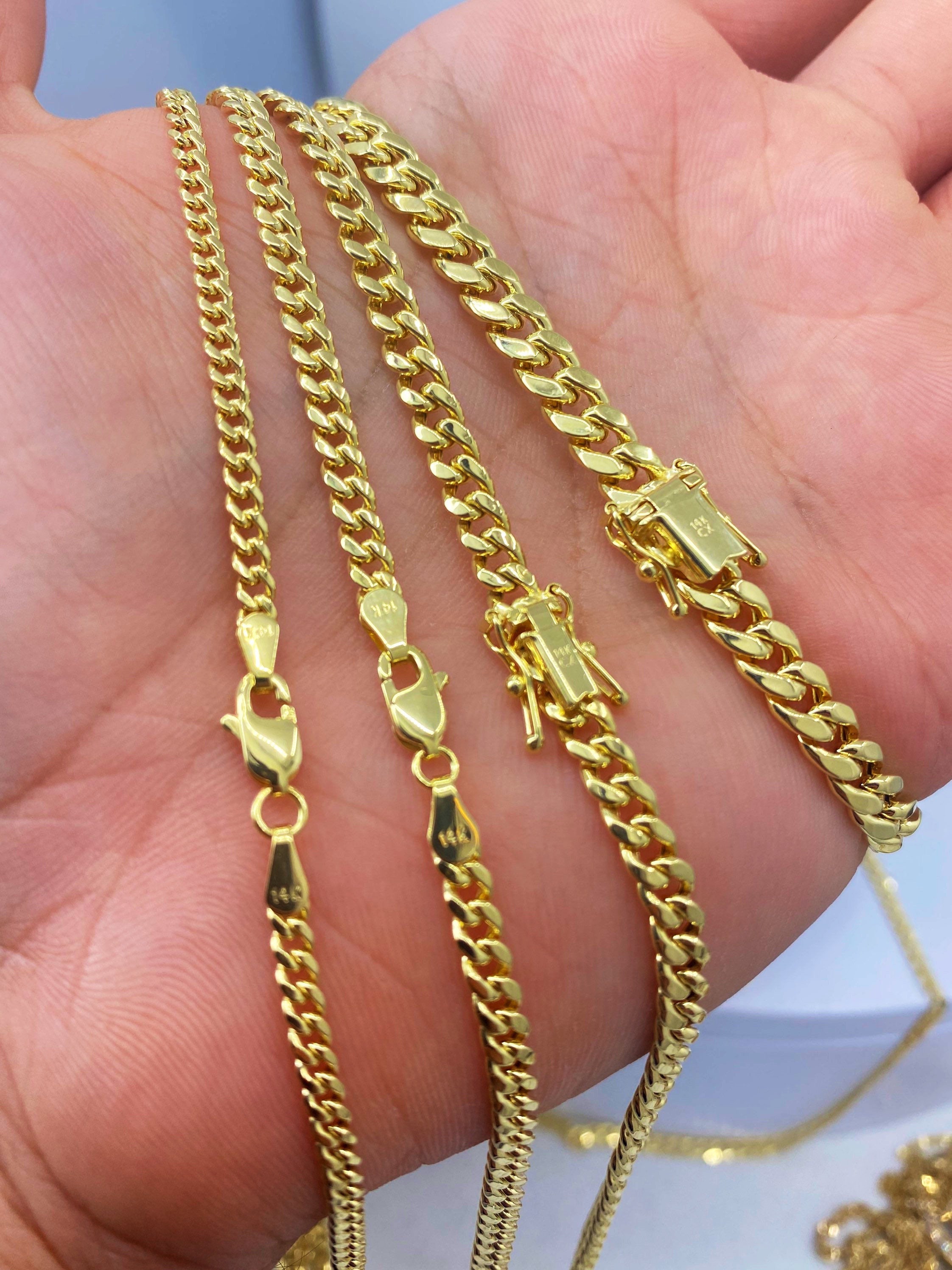 Genuine 14K Gold Miami Cuban Chains 3mm 3.75mm 4.5mm 5.5mm Etsy