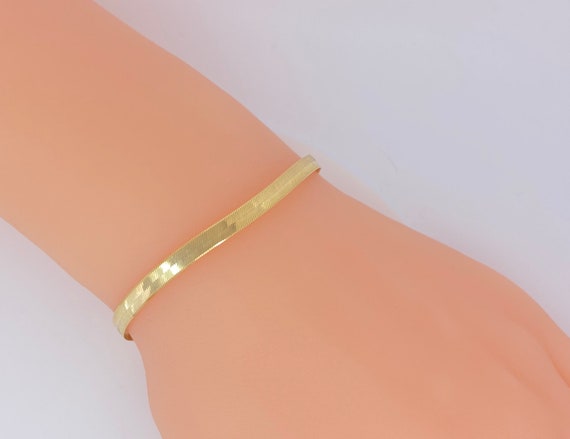 Solid 14K Gold Herringbone Bracelet 2.5mm 3mm 4mm 5mm, Solid 14K Gold Liquid Link Bracelet, Ladies Gold Bracelet Stack, 6.5in 7in 8in 9in