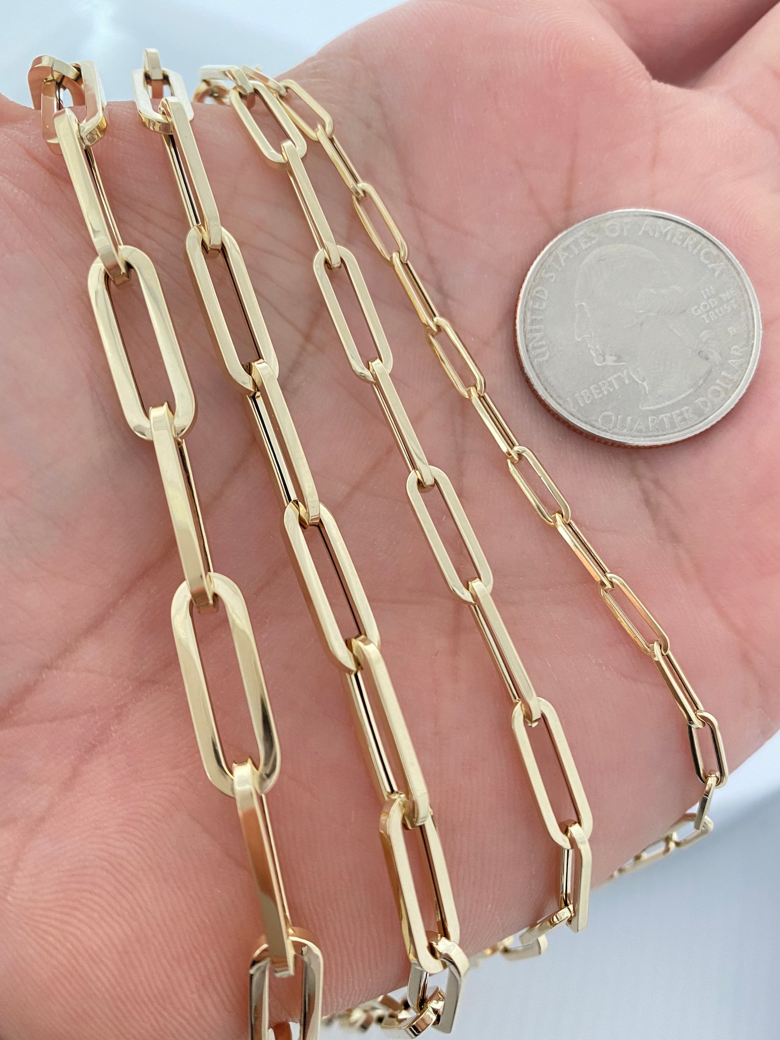 Genuine 14K Italian Yellow Gold Chunky Paperclip Necklace and Etsy