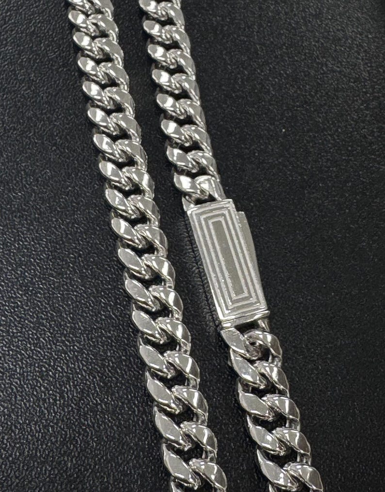 Solid 10K White Gold Miami Cuban Chain, 10K 3mm 4.5mm 6mm 10K Curb Cuban White Gold Necklace, Strong 10KT White Gold Chain, Durable image 7
