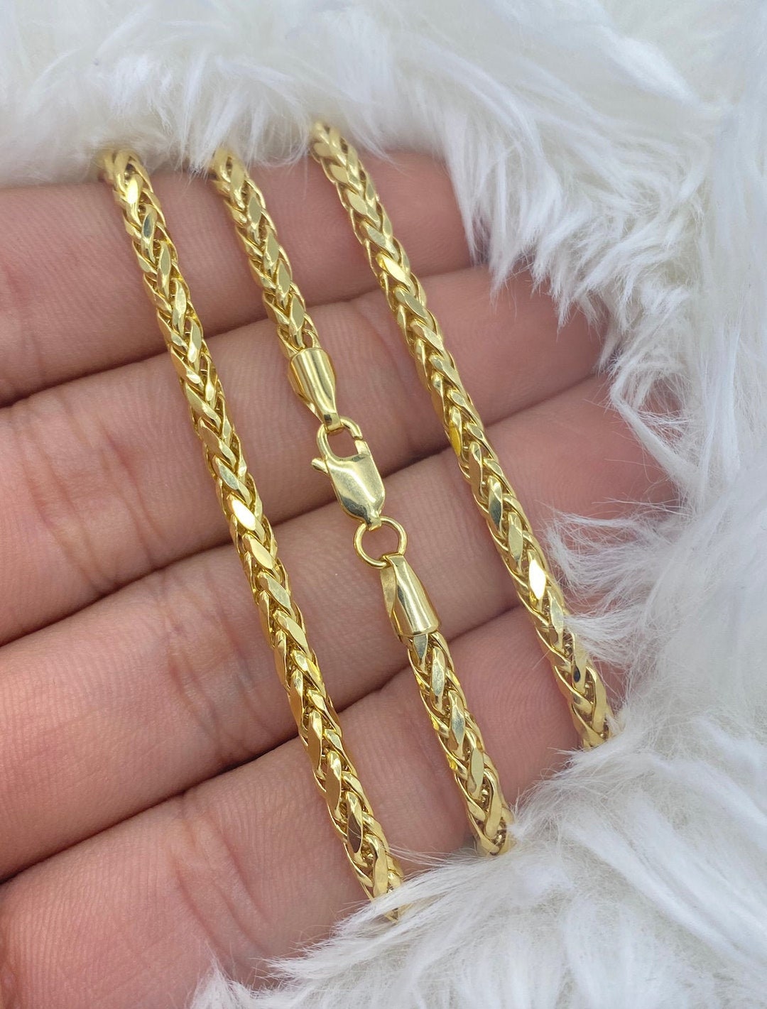 Solid 10K Gold Wheat Palm Franco Foxtail Chain Necklace Man Gold Chain Ladies Gold Chain Trending Gold Chain Necklace. Men and Women. Etsy Canada