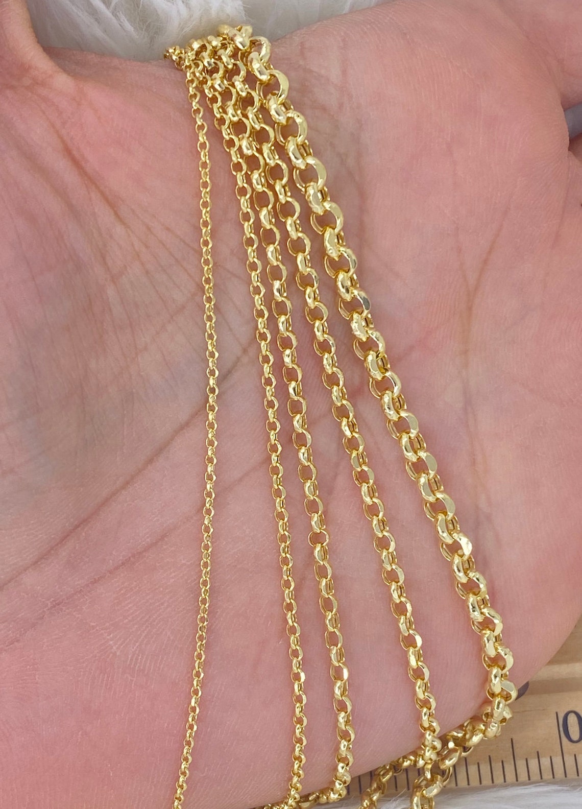 Solid 10K Gold Rolo Cable Chain Diamond Cut Genuine 10K Gold Etsy