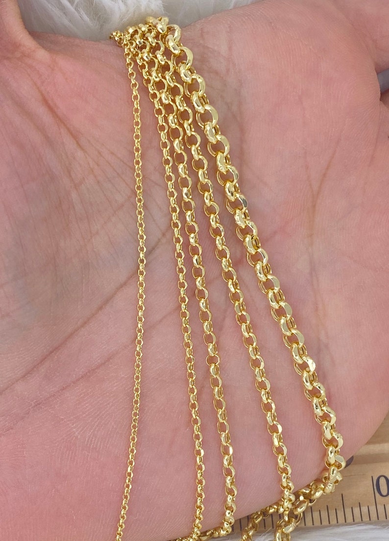 Solid 10K Gold Rolo Cable Chain Diamond Cut Genuine 10K Gold Etsy