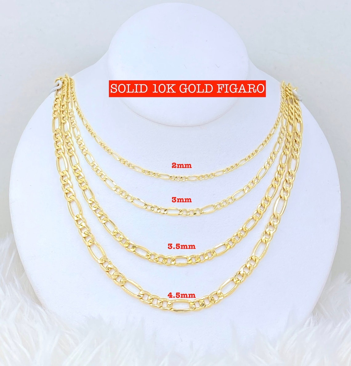 Solid 10K Gold Figaro Chain Figaro Bracelet Anklet 2mm 3mm Etsy