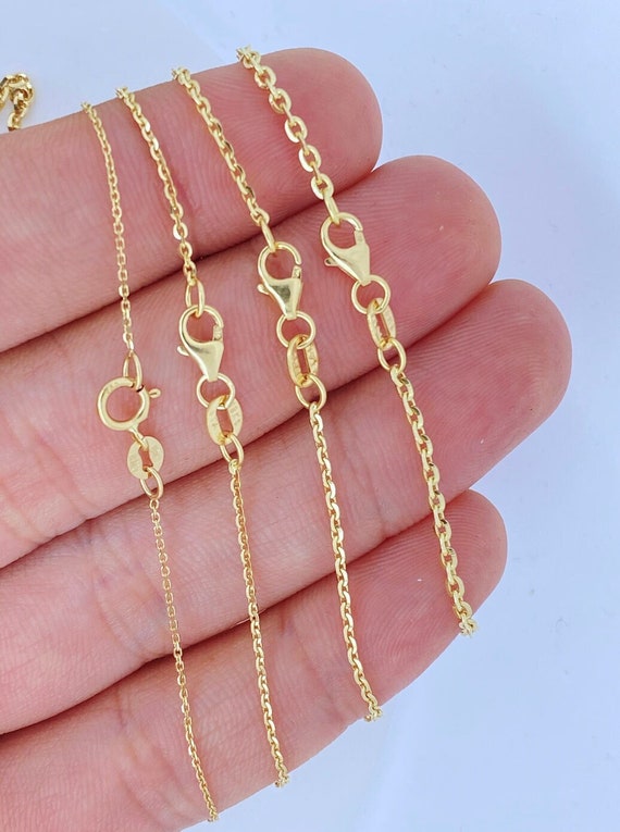 Solid 18K Gold Cable Chain, Ladies 18kt Gold ITALY Oval Cable Chain 1mm  1.25mm 1.5mm 2mm, 18K Gold Chain for Pendant 