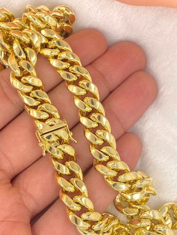 Cadena cubana Miami de oro genuino 10 quilates 720 g 11 - Etsy México