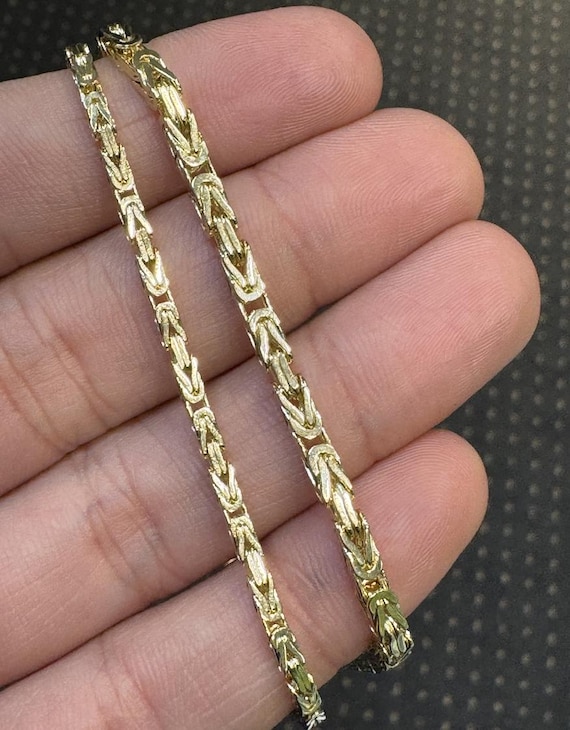 Solid 14K Gold Byzantine Chain: Men's King's Link Necklace