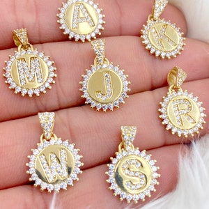 Colgante con dije de inicial de letra de oro macizo de 10 quilates, colgante con dije de inicial de letra de oro para damas, dije de inicial para damas